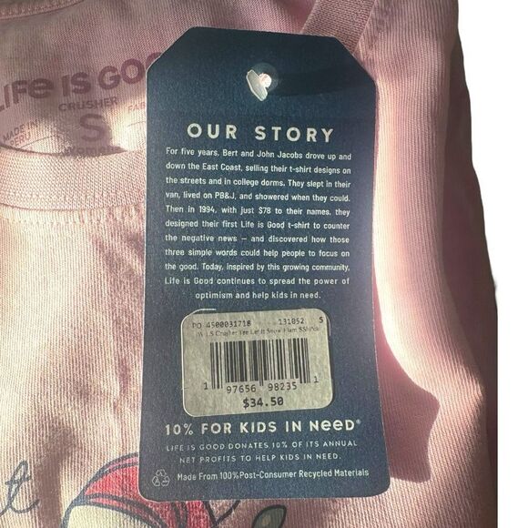 Life Is Good Let It Snow Flamingo Long Sleeve Crusher Tee Sz Small Seashell Pink - Picture 4 of 7